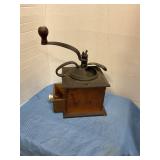 Antique wooden coffee grinder