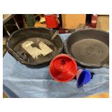 Oil changing pans and funnels (2 of each)