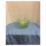 Vintage green uranium depression glass bowls (2)
