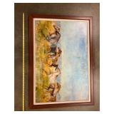 Framed painting of wild horses