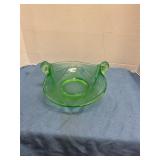 Vintage green uranium depression glass swan dish