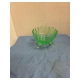 Small vintage green uranium depression glass dish