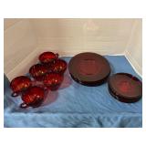 Ruby Red 6 cups,plates & saucers