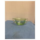 Vintage green uranium depression glass sugar bowl
