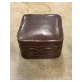 Leather square ottoman 10" T