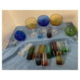 5 wine glasses, 13 shot glasses