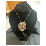 Eagle-Leaf Motif Bolo Tie Silver 58 Grams