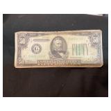 Vintage 1934 $50 federal reserve note