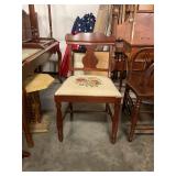 Vintage kitchen chair w/embroidered seat