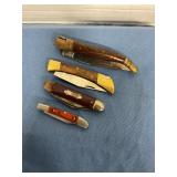 4 vintage folding pocket knives
