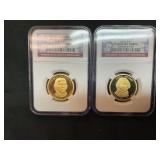 Certified 2007 presidential $1 proof coins (2)
