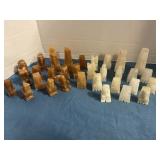 Hand-carved natural stone chess pieces