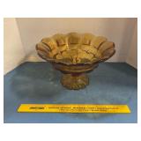 Amber glass footed compote bowl