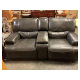Leather 2 seat reclining electric couch