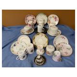 12 assorted tea cups w/saucers