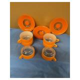 6 vintage glass tea cups w/saucers