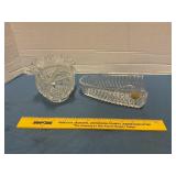 Crystal glass vase & spoon/fork rest