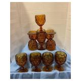 Set of 11 Amber wine glasses