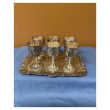 Silver plated mini goblets on tray