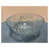 Blue pressed glass serving bowl