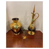 Vintage Venetian style glass decanter,vase,goblet