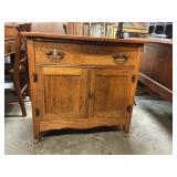 19'x31' antique wooden cabinet on wheels