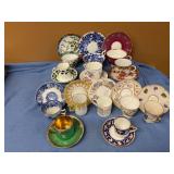 13 assorted antique tea cups w/saucers