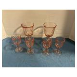 Pink swirl stemware glasses