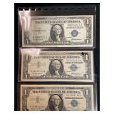 1935, 1957, 1957 vintage $1 silver certificate