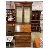 Antique secretary with lighted hutch