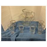 Vintage pitcher w/6 matching glasses