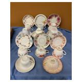 Assorted tea cups w/saucers