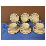 6 antique tea cups w/saucers