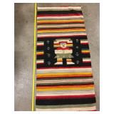 56' vintage woven Mexican rug