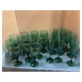 Juniper green wine goblets & champagne flutes