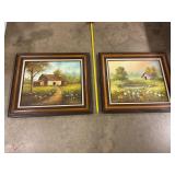 Set of oil paintings on canvas