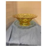 11' round yellow amber glass bowl