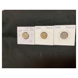 1942, 1941, 1940 silver mercury dimes