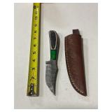 Damascus steel knife with sheath