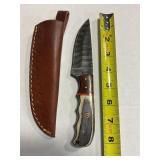 Damascus steel knife with sheath