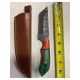 Damascus steel knife with sheath