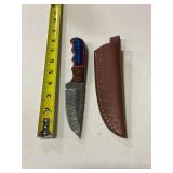 Damascus steel knife with sheath