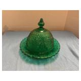 Indian glass Tiara domed butter dish