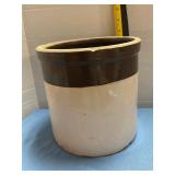vintage two-tone stoneware crock W/ chips