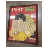 Framed vintage post butch and broken lamp picture