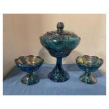 Vintage Indiana glass candy dish & candle holder