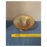Carnival glass footed compote bowl