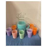 Vintage Blenko Ombrï¿½ Pitcher set