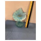 Vintage blue ruffled vase