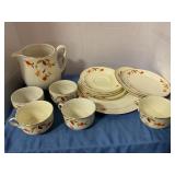 Halls Jewel Tea bowls, pitcher& plates